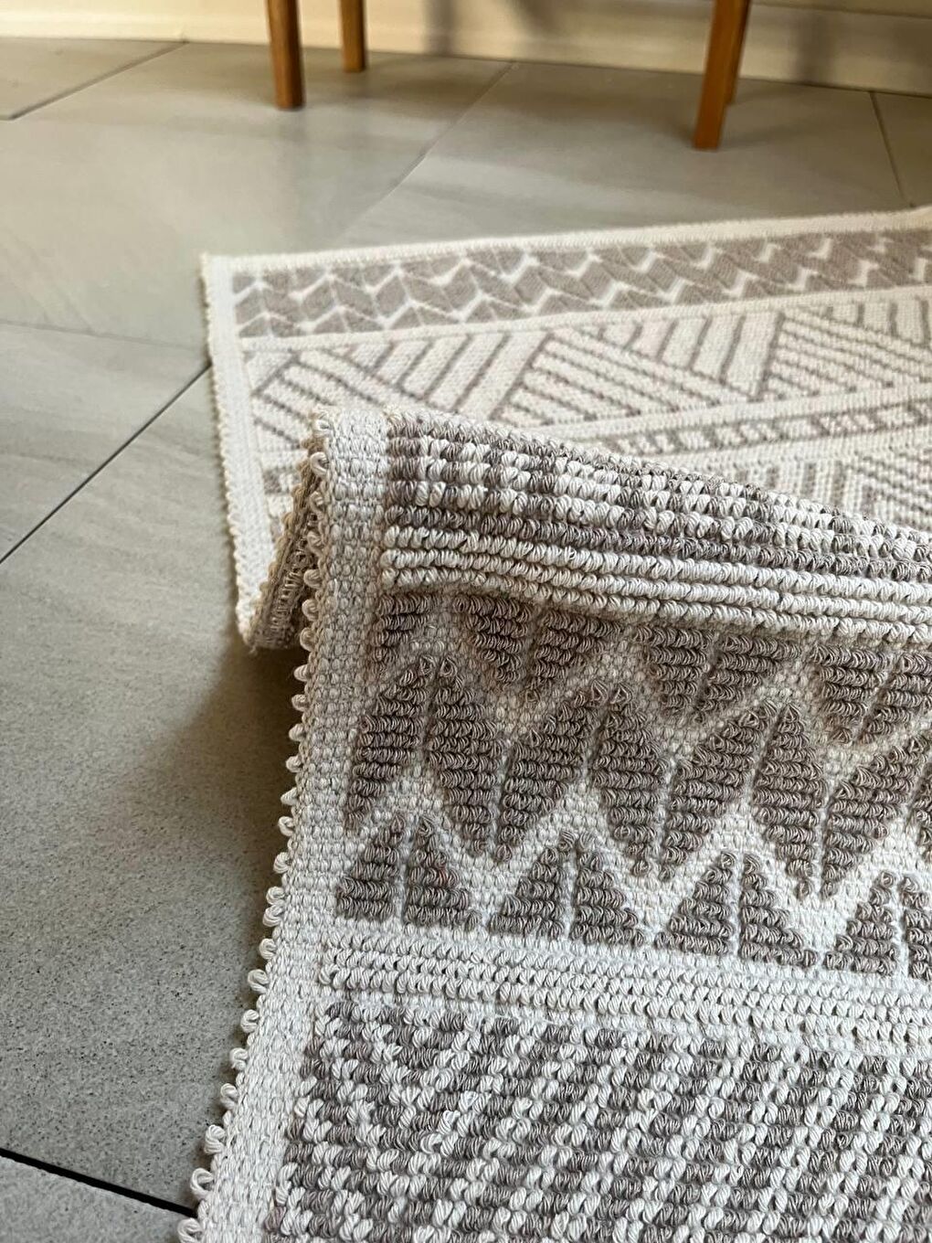 Bej Marina Doğal Pamuklu 2'li Banyo Paspas Seti 60x100+50x60 Cm - Taş-4