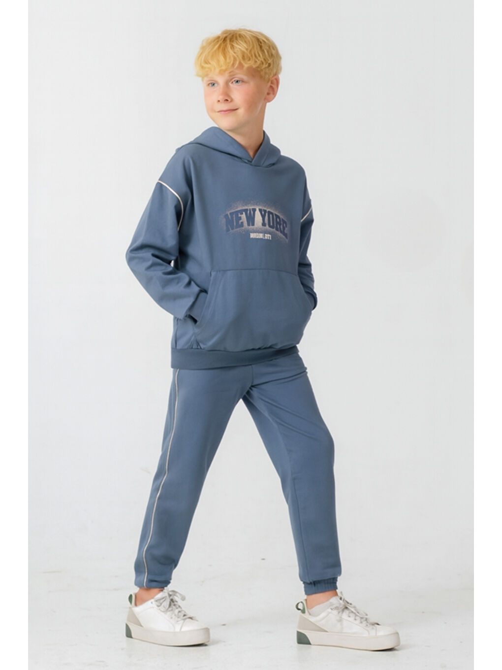 Mavi Erkek Çocuk New York  Baskılı Alt Üst Eşofman Takımı Ak7886-2