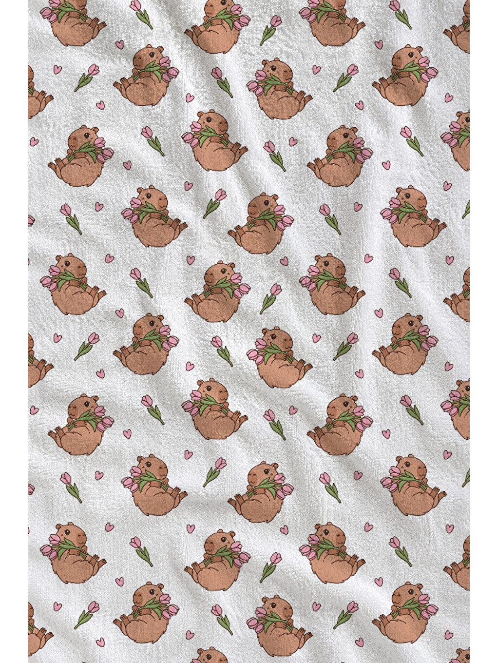 Beyaz Zemin Sevimli Ayıcık Desenli 70x150 Cm Dijital Baskılı Plaj Ve Banyo Havlusu-1