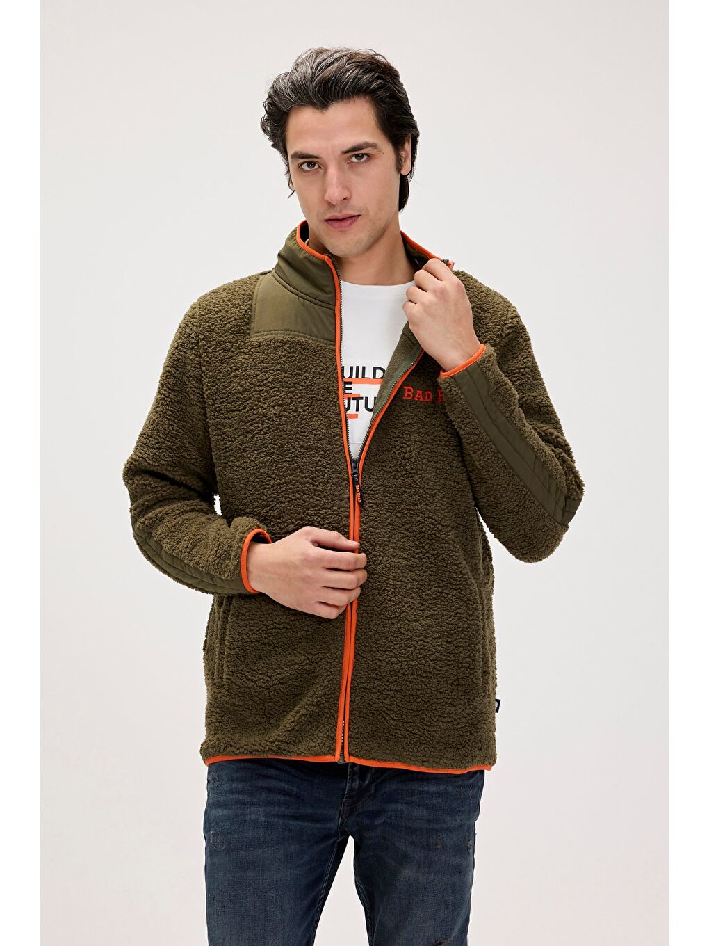 Galvin Haki Erkek Full-Zip Polar Sweatshirt-1