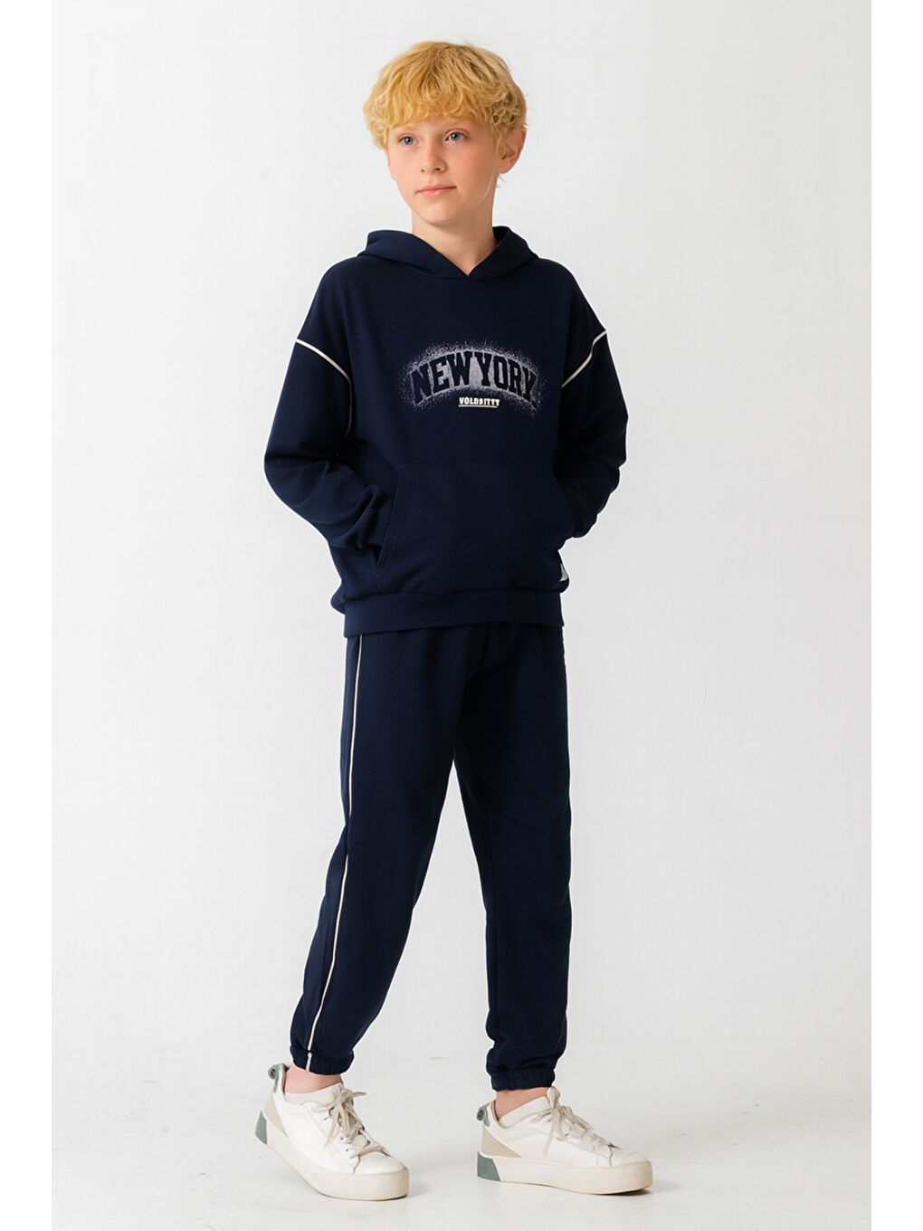 Lacivert Erkek Çocuk New York  Baskılı Alt Üst Eşofman Takımı Ak7886-2