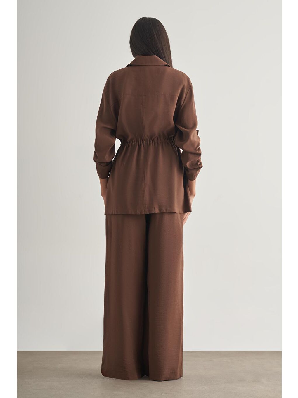 Modal Karışımlı Fermuarlı Kahverengi Tunik-5