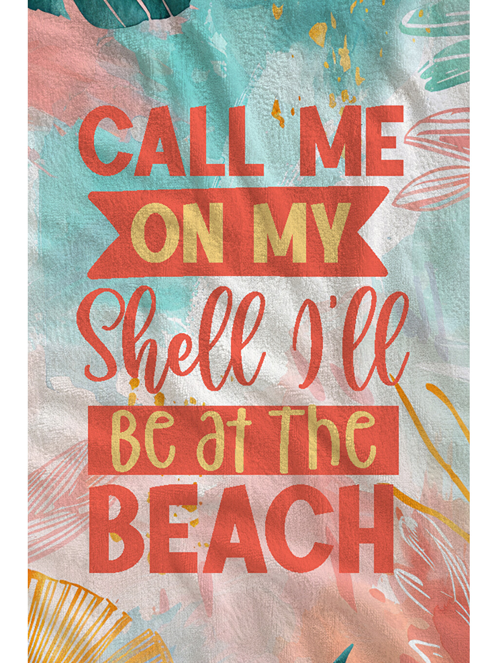 Turkuaz Tropikal Beach Sloganlı 70x150 Cm Dijital Baskılı Plaj Ve Banyo Havlusu-1