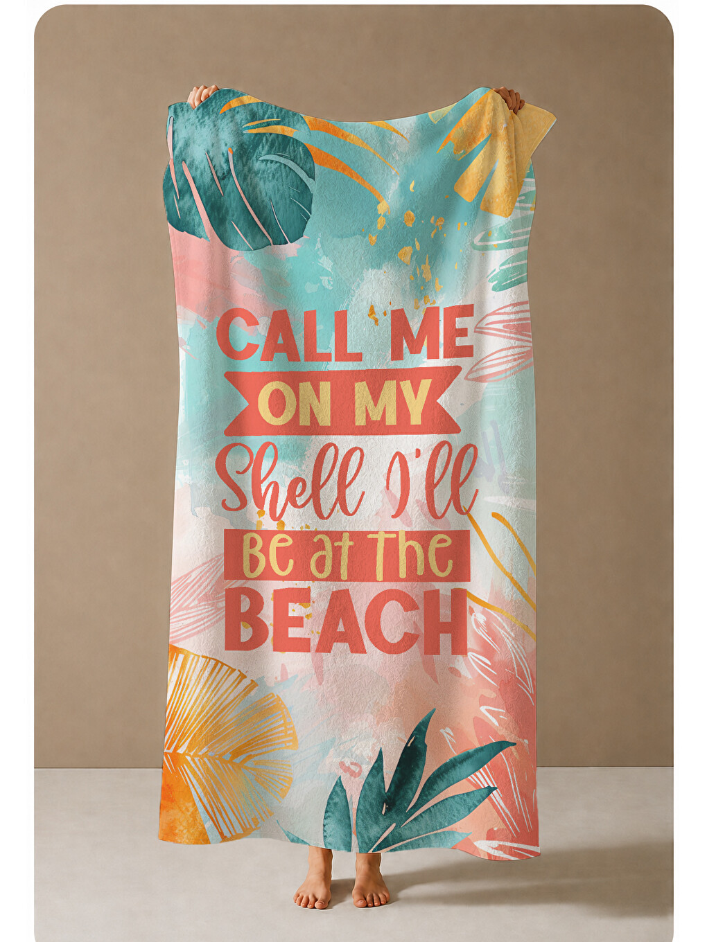 Turkuaz Tropikal Beach Sloganlı 70x150 Cm Dijital Baskılı Plaj Ve Banyo Havlusu-2