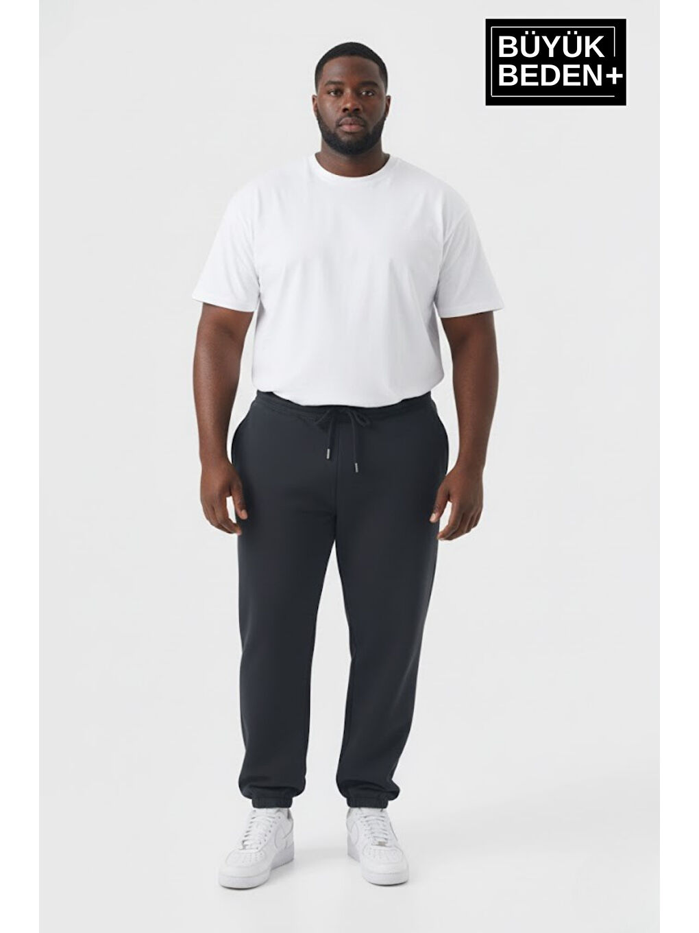 Gri Erkek Büyük Beden Paça Lastikli İki İplik Rahat Kalıp ince Eşofman Altı SPR26BEA951