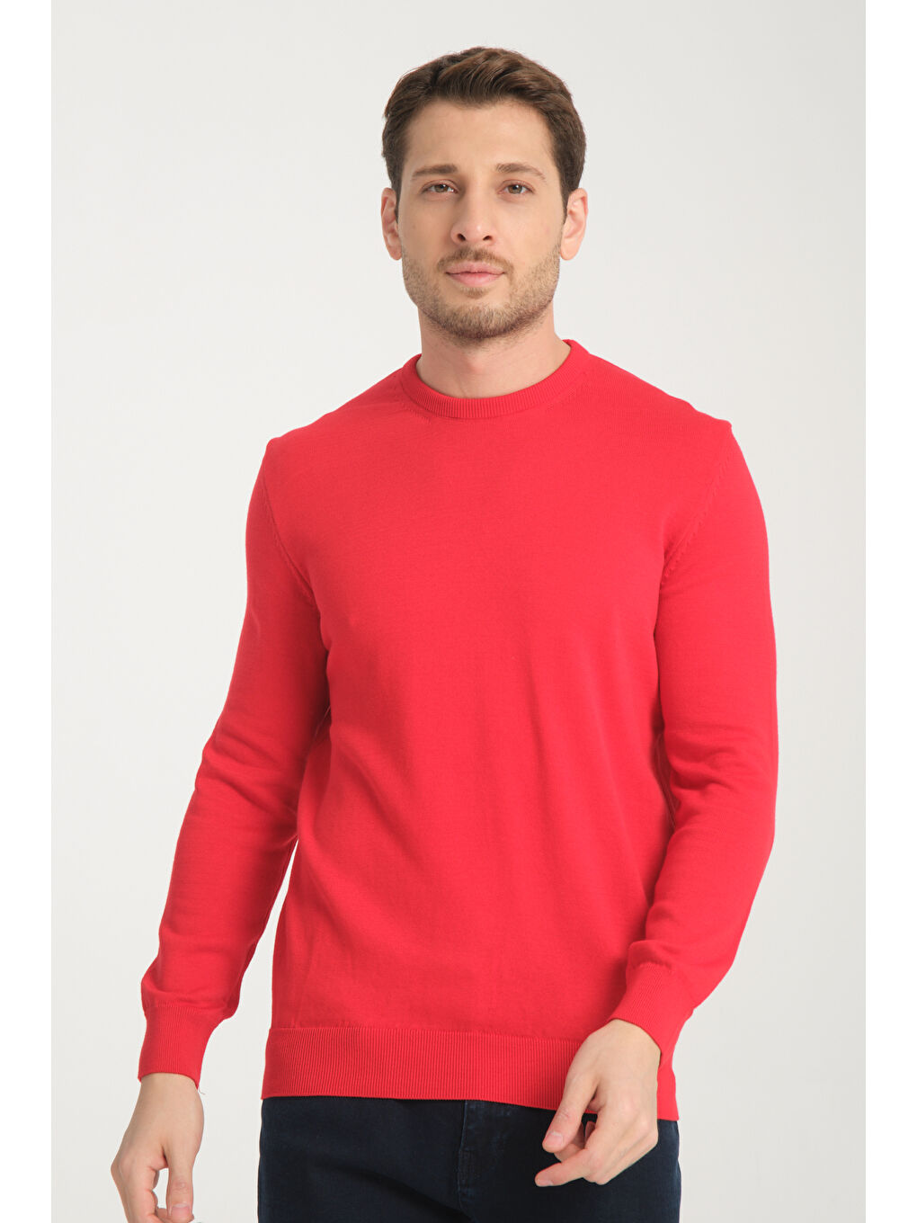 Kırmızı Bisiklet Yaka Erkek Kazak 1001