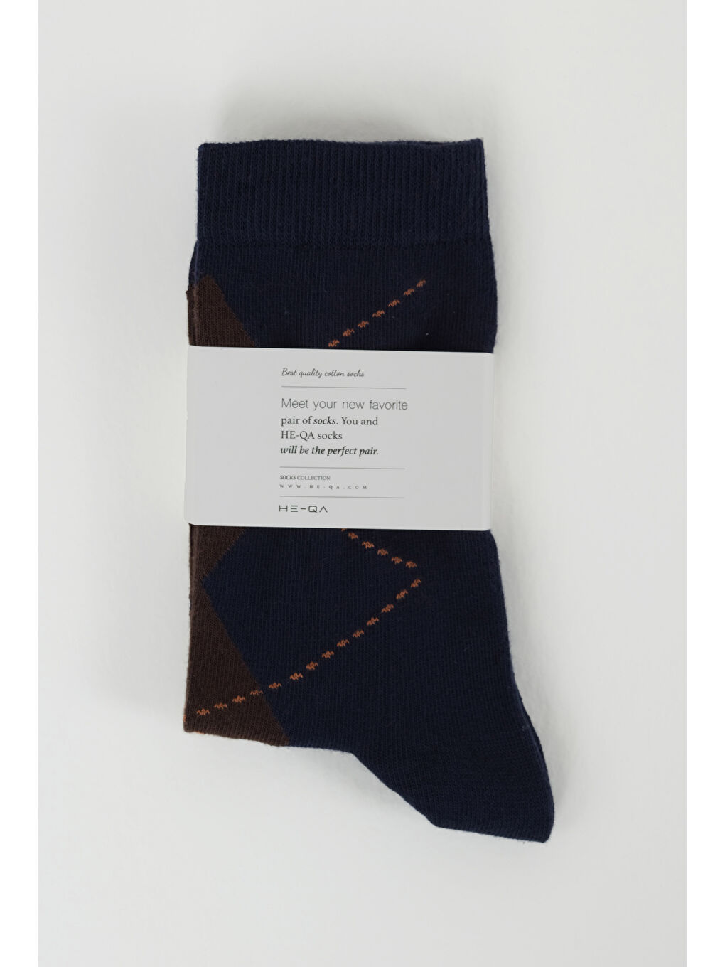 Kahverengi Baklava Desen Soket Çorap Lacivert-Acı Kahve