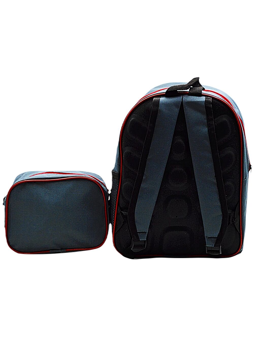 2 Bölmeli Yarış Arabası Okul Sırt Çantası Ve Beslenme Çantası Gri KOD:1309-1