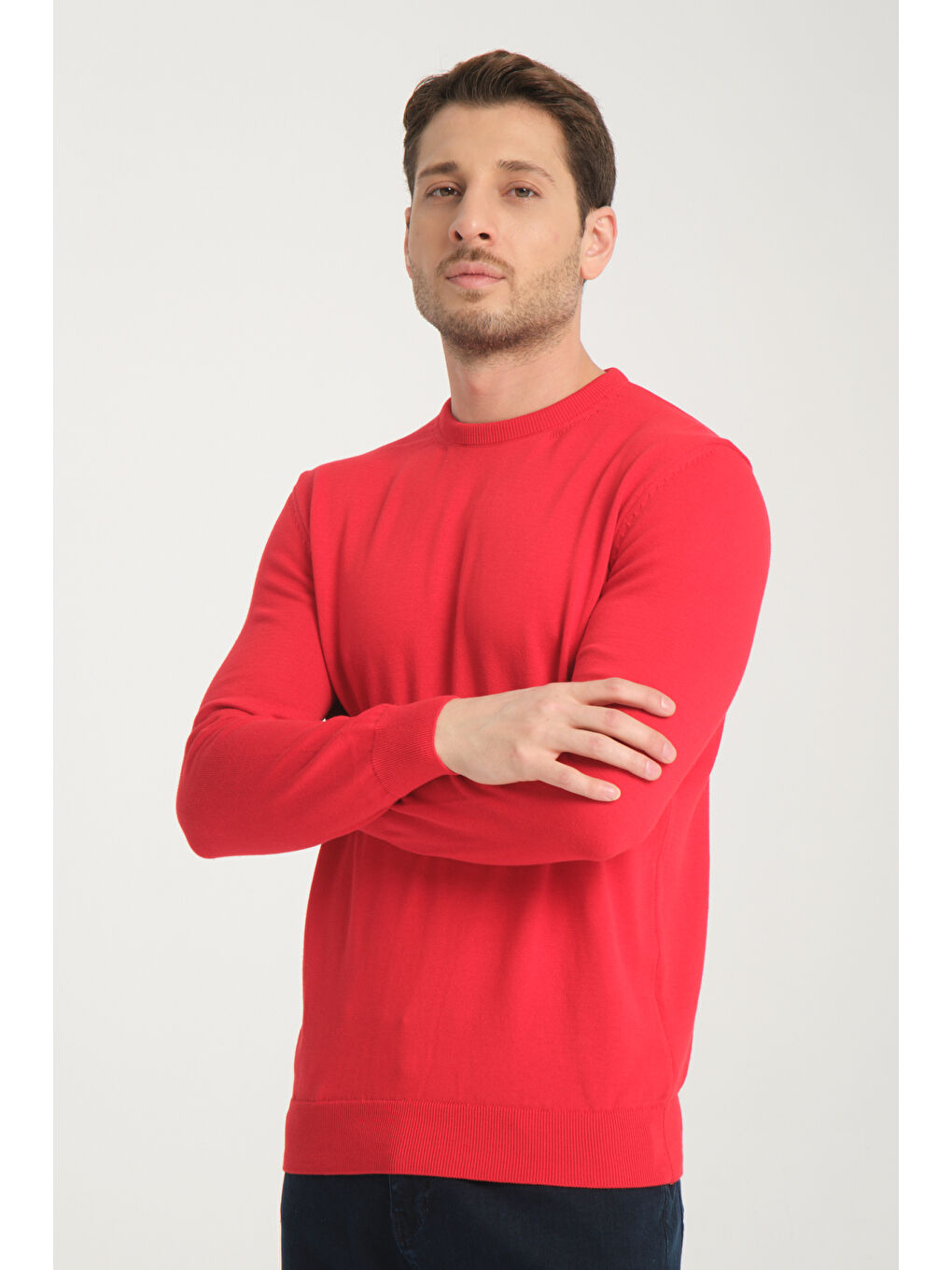 Kırmızı Bisiklet Yaka Erkek Kazak 1001-4