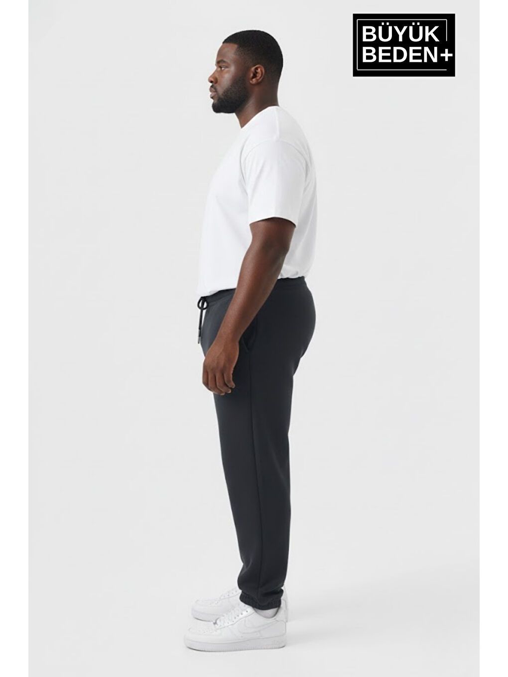 Gri Erkek Büyük Beden Paça Lastikli İki İplik Rahat Kalıp ince Eşofman Altı SPR26BEA951-1