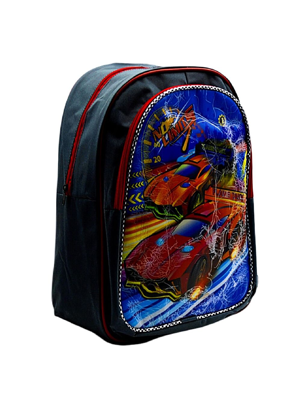 2 Bölmeli Yarış Arabası Okul Sırt Çantası Ve Beslenme Çantası Gri KOD:1309-3