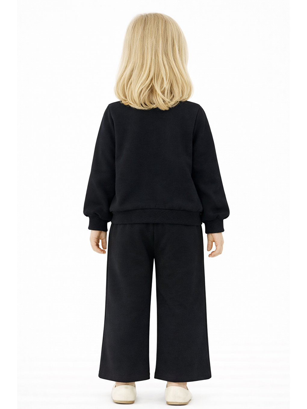 Bisiklet Yaka Fiyonk Detaylı Siyah Renk Kız Çocuk Eşofman Takım-2