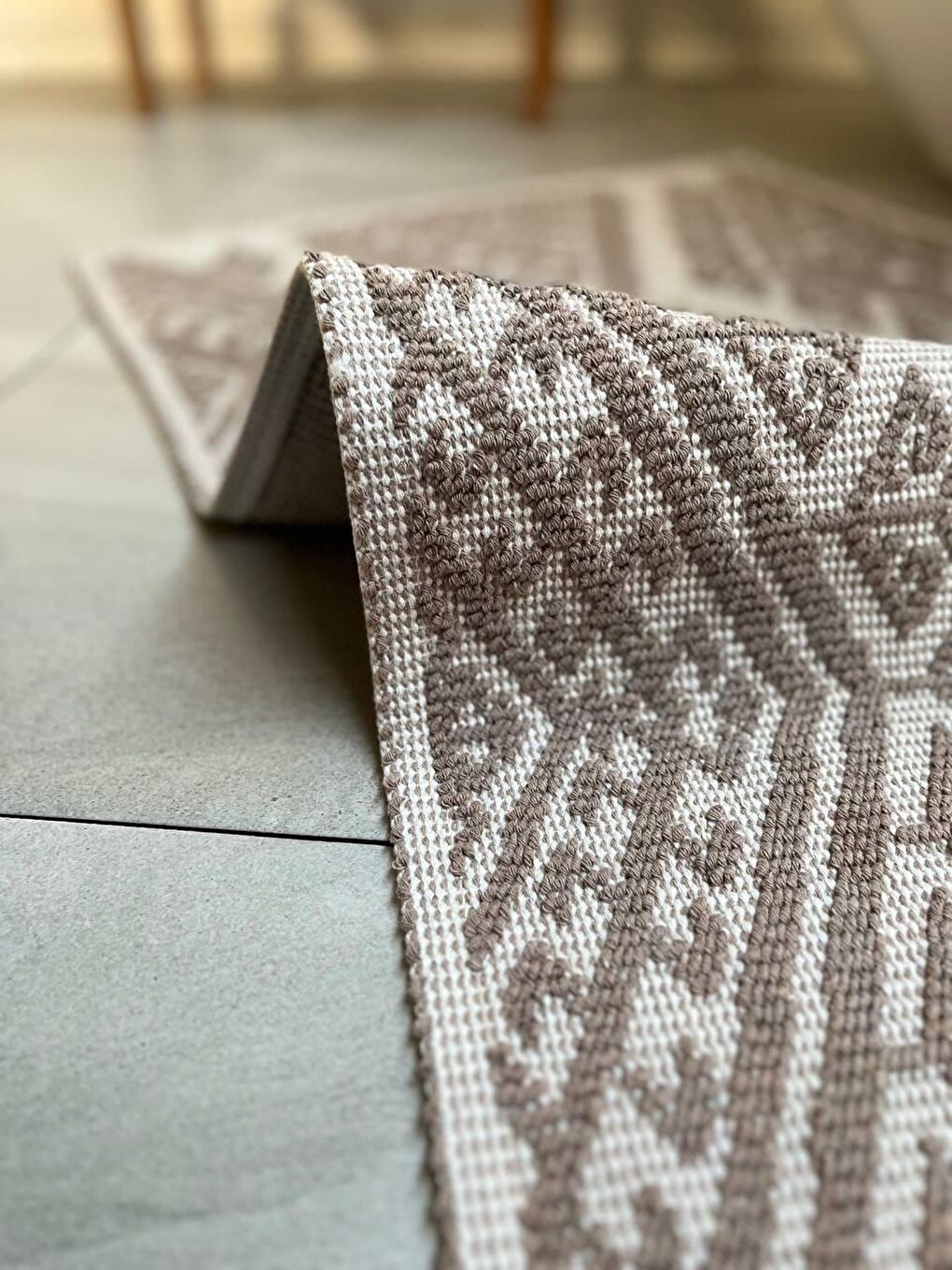 Antalya Doğal Pamuklu 2'li Banyo Paspas Seti 60x100+50x60 Cm - Bej-3