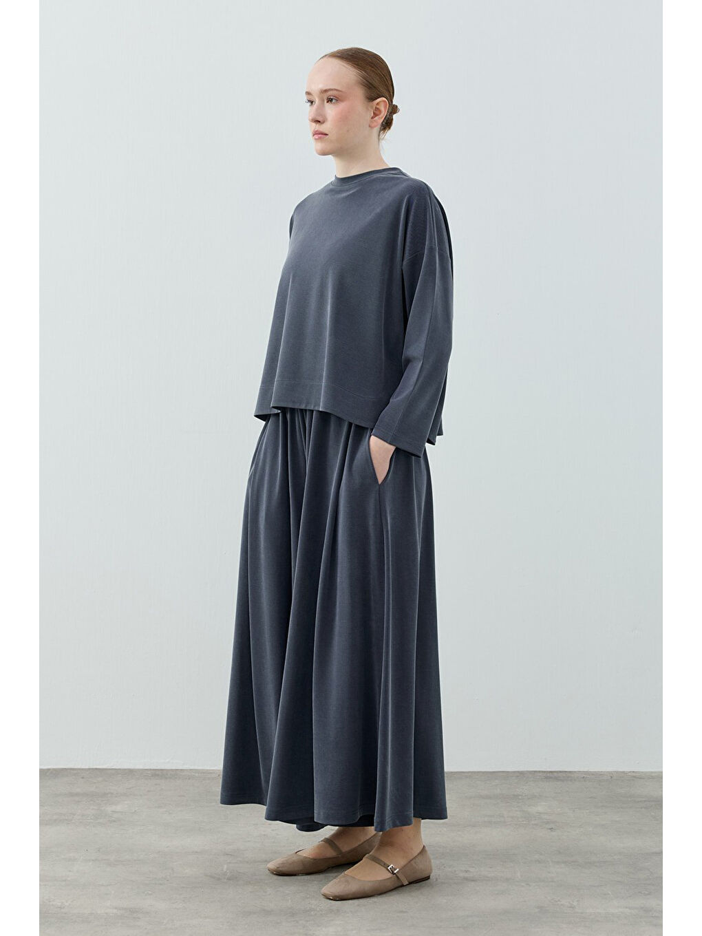 Basic Bambu Pantolonlu Takım 1804 İndigo