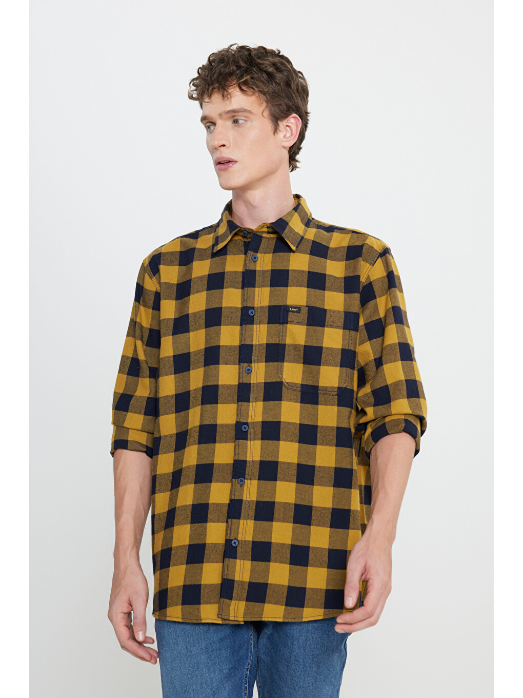 Regular Fit Normal Kesim %100 Pamuk Sarı Gömlek Ceket-1