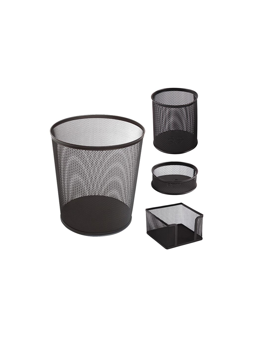 Metal Perfore Ofis Seti 4'Lü (Çöp kovası+3 lü masa üstü set)