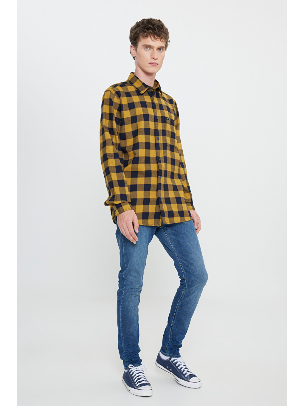 Regular Fit Normal Kesim %100 Pamuk Sarı Gömlek Ceket-2