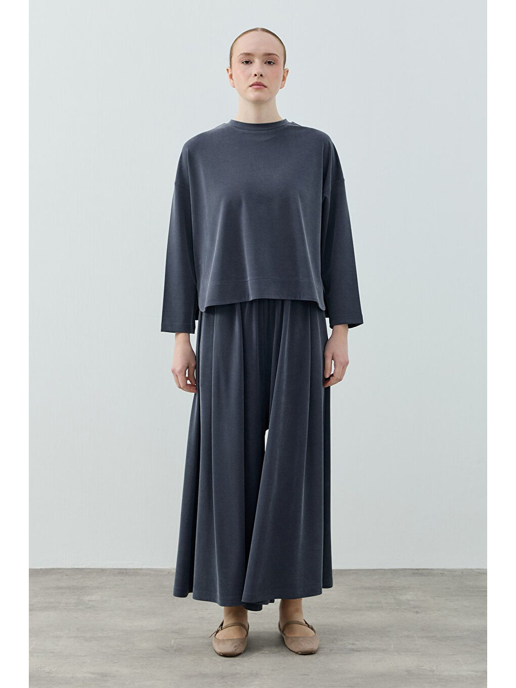 Basic Bambu Pantolonlu Takım 1804 İndigo-3