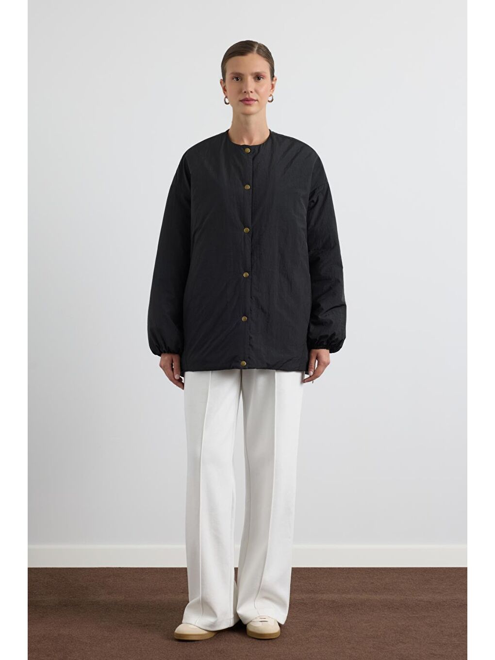 Fermuarlı Şişme Mont Siyah-1