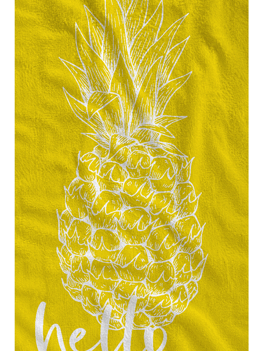 Sarı Hello Summer Ananas Desenli 70x150 Cm Dijital Baskılı Plaj Ve Banyo Havlusu-1