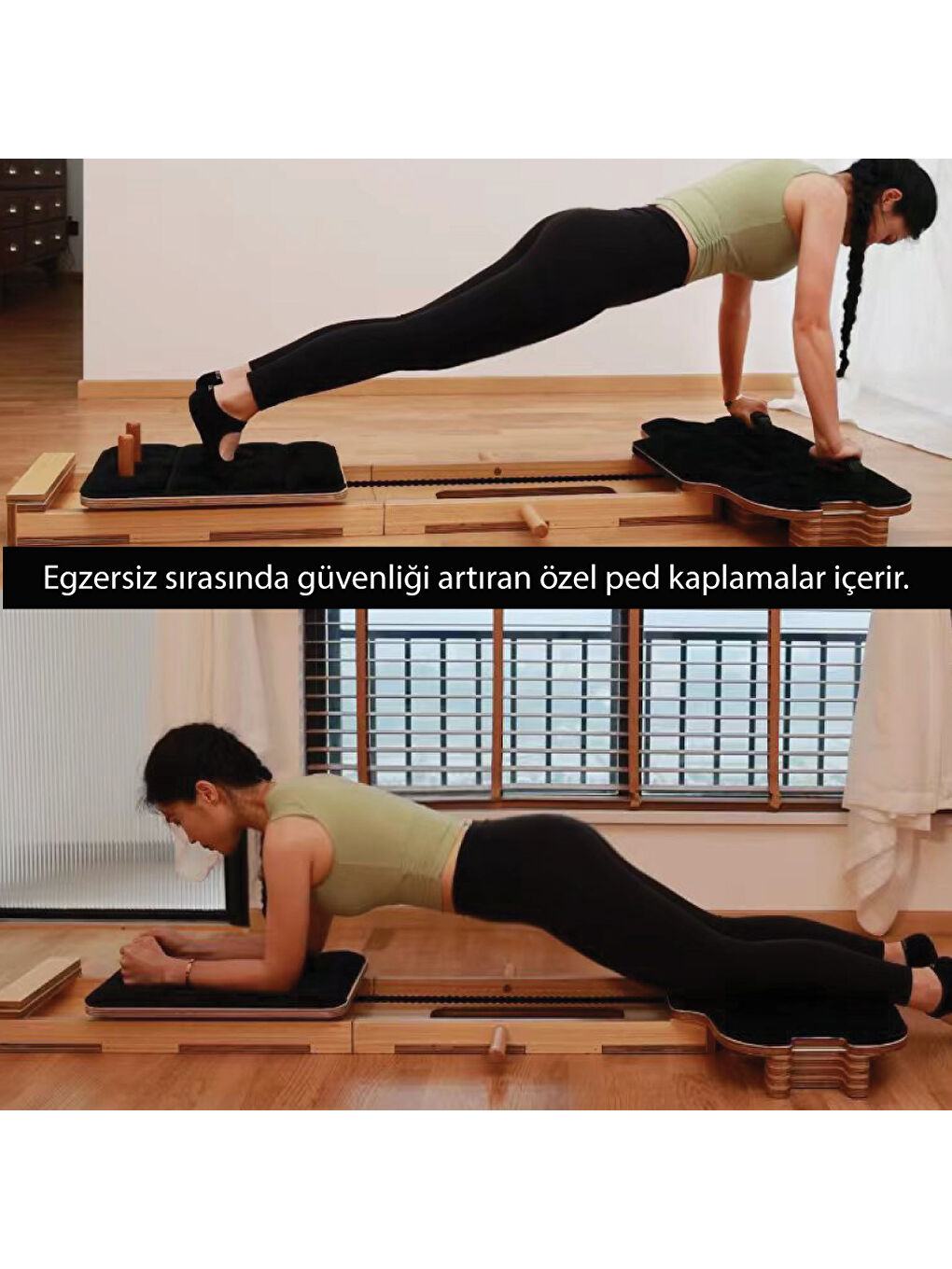 kochler Karişik Profesyonel Reformer Pilates Aleti – Ahşap Gövde, Ayarlanabilir Yaylı Sistem - 4