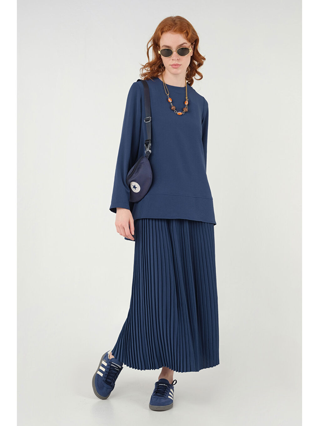 Lacivert Basic Bluz Safir