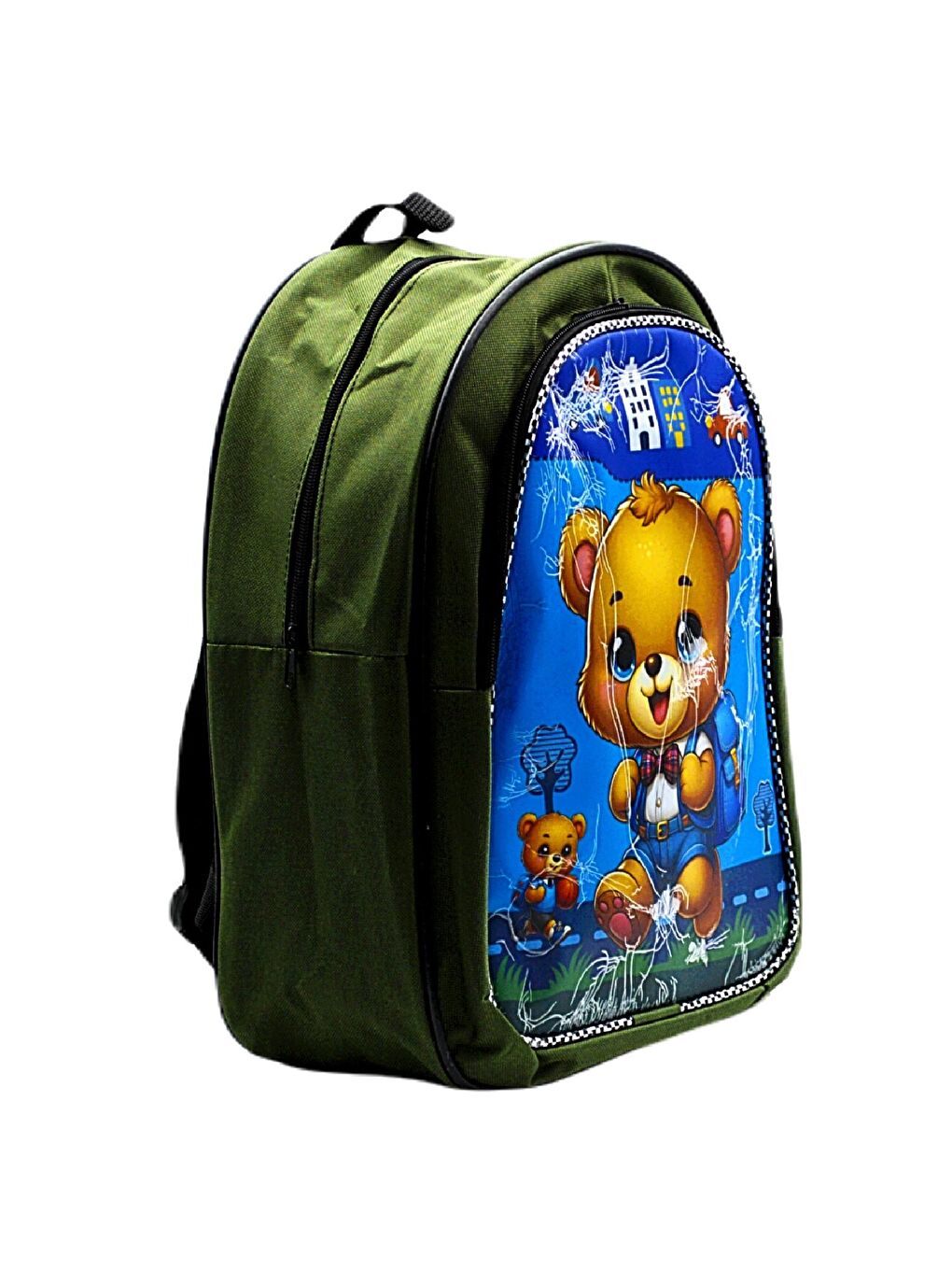 2 Bölmeli Ayıcık Okul Sırt Çantası Ve Beslenme Çantası Haki KOD:1309-2