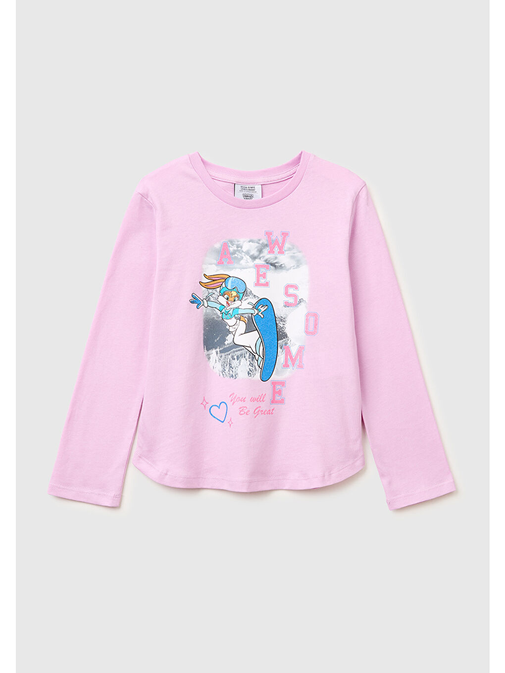 Karışık Kız Çocuk Looney Tunes Baskılı Uzun Kollu Yuvarlak Yaka T-Shirt