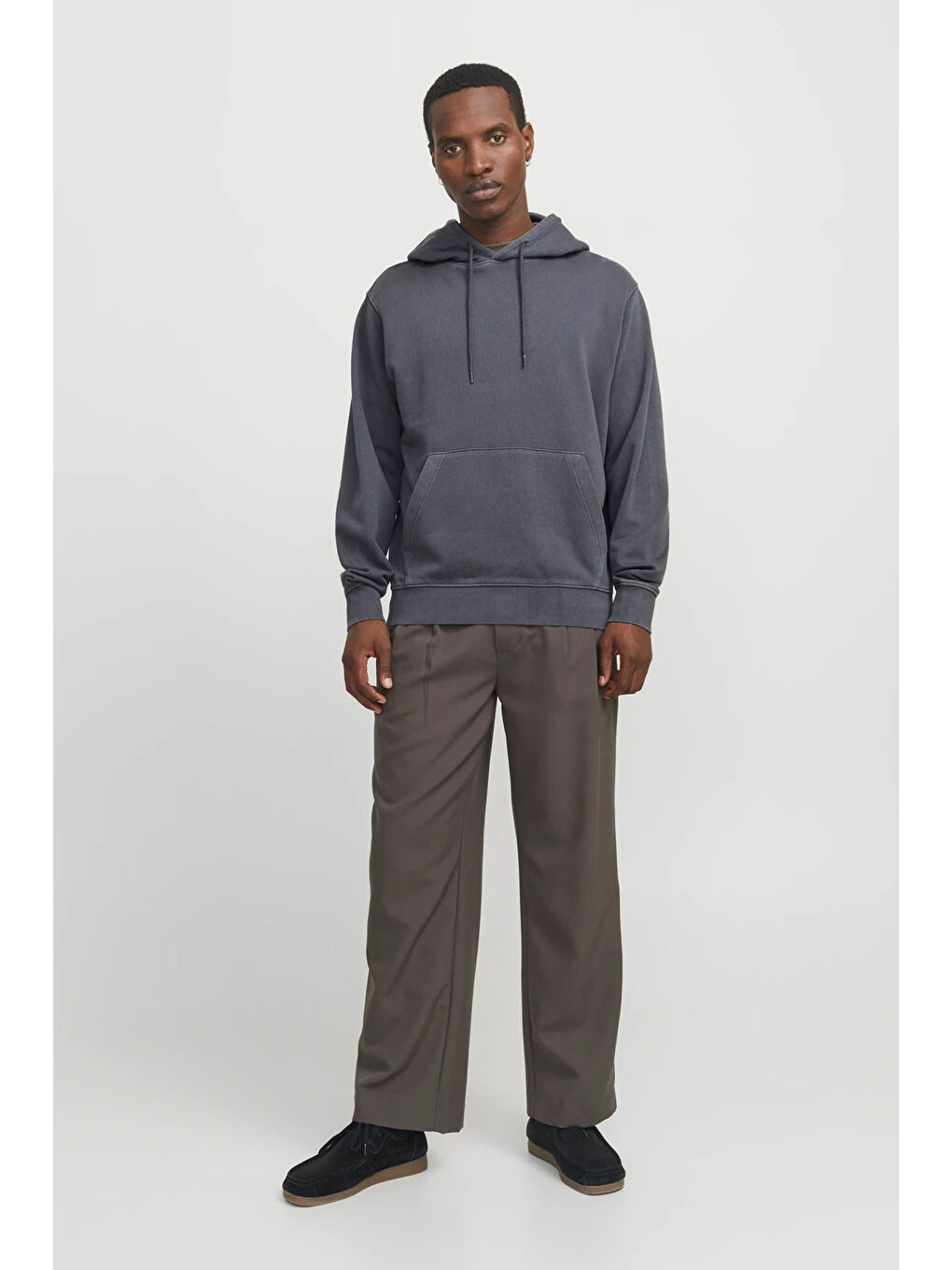 Antrasit Essentials Jjecharge Pamuklu Oversize Fit Kapüşonlu Sweat 12268272-2