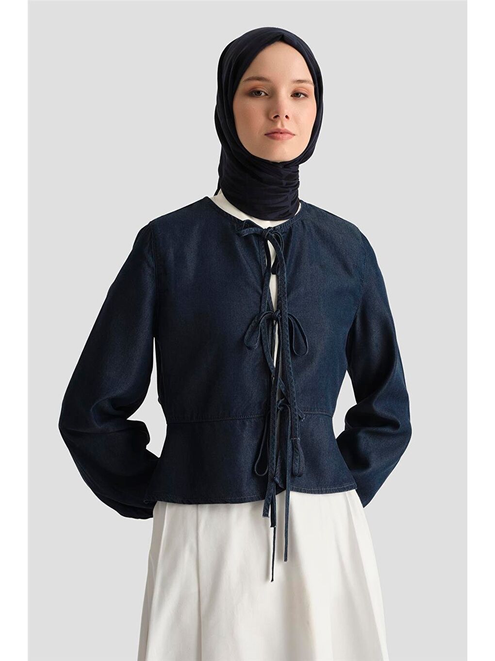 Lyocell Bluz 25Yd9127 Koyu Lacivert-2