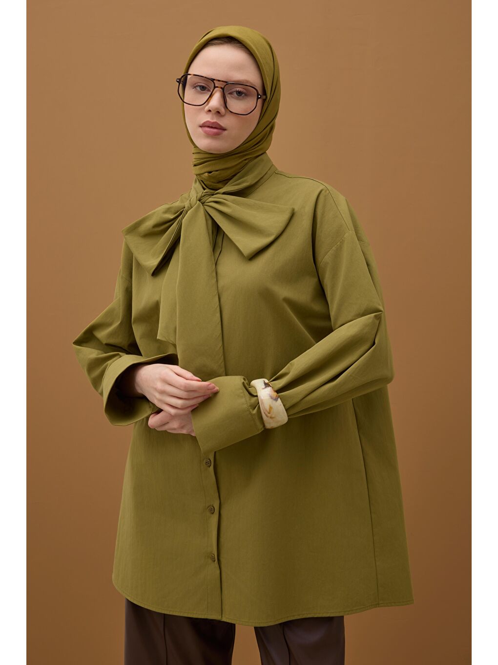 Soft Kraş Eşarp Yağ Yeşili-3