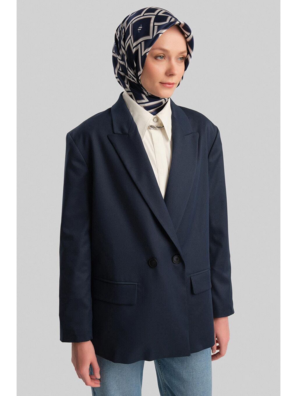 Çift Düğmeli Ceket Ort5418 Lacivert-1