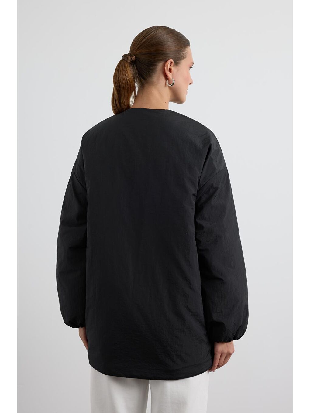 Fermuarlı Şişme Mont Siyah-7