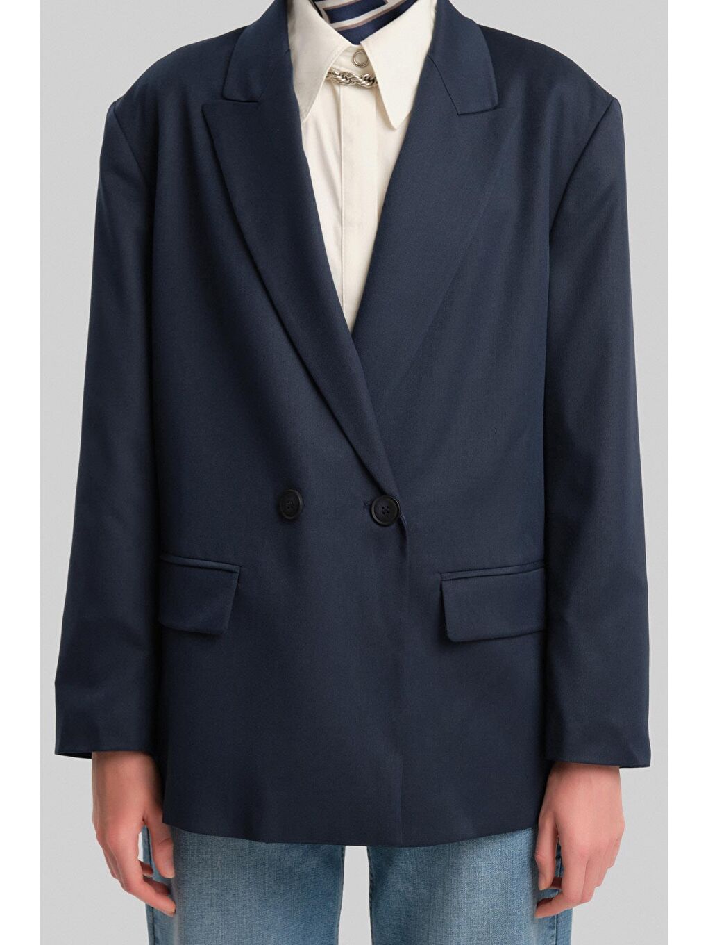 Çift Düğmeli Ceket Ort5418 Lacivert-3