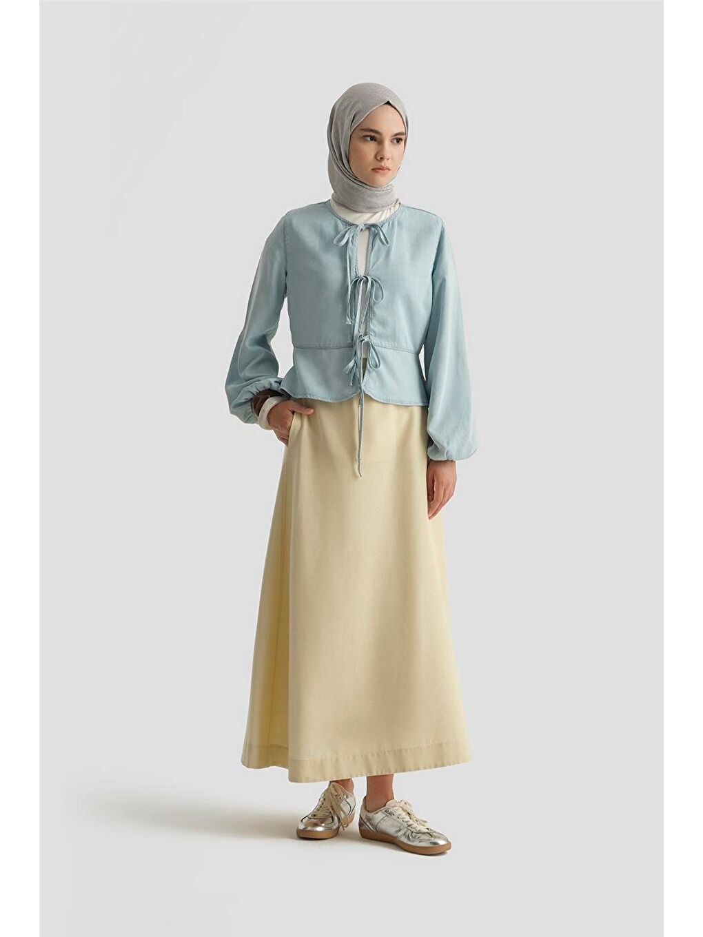 Lyocell Bluz 25Yd9127 Mavi-1