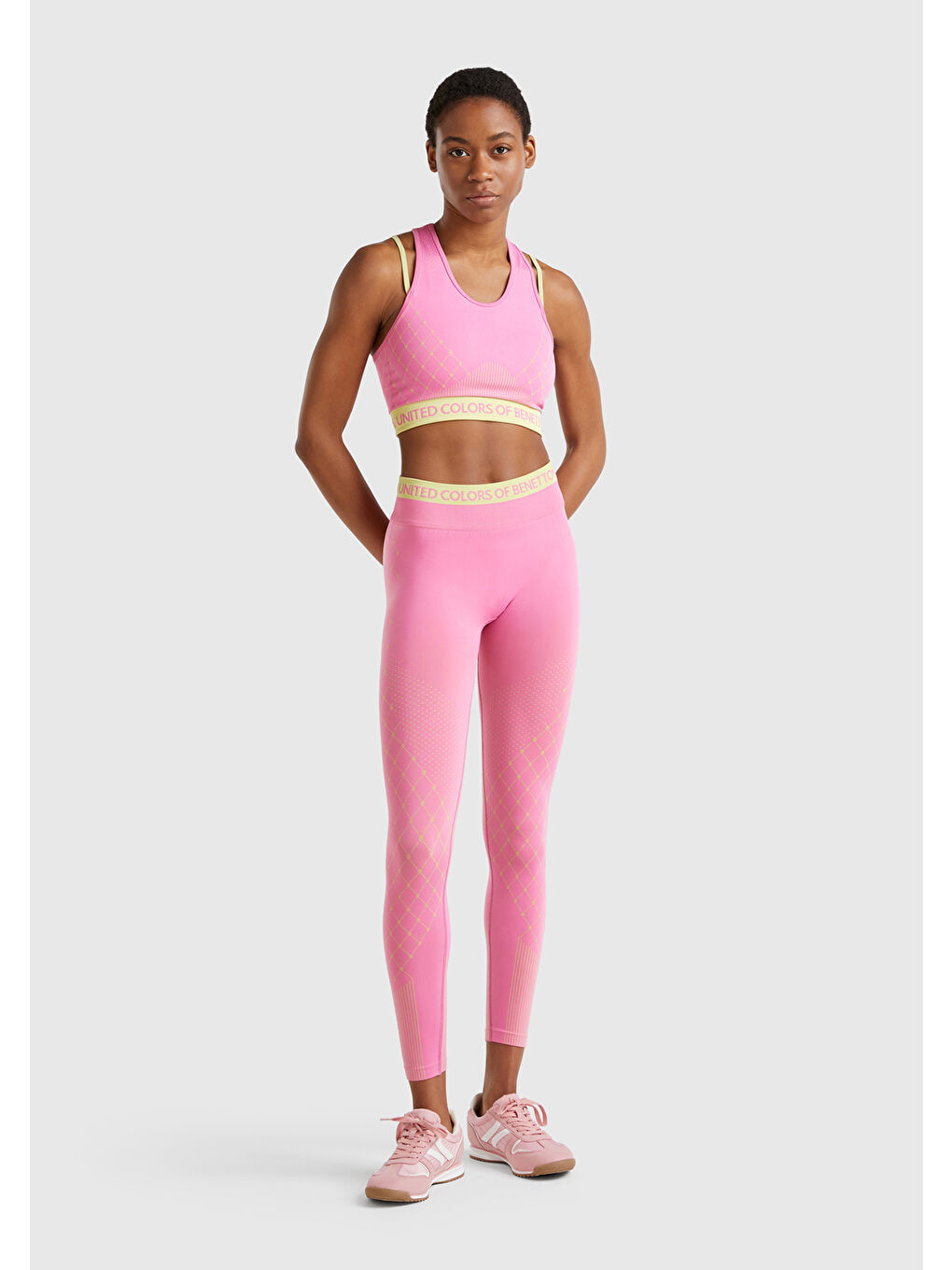 Kadın Pembe Desenli Dikişsiz Tayt-4