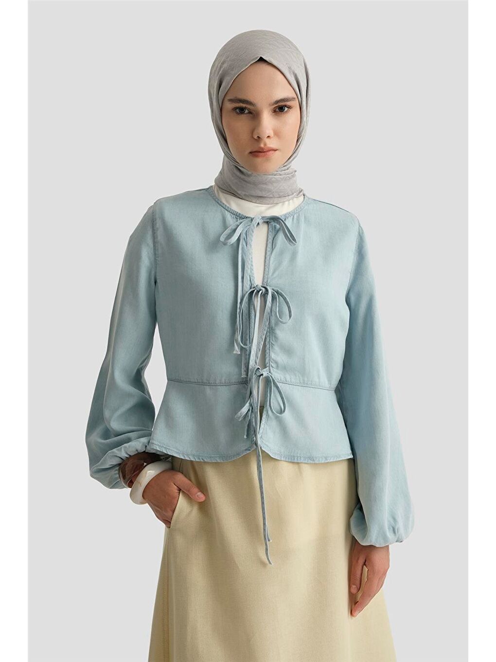 Lyocell Bluz 25Yd9127 Mavi-2