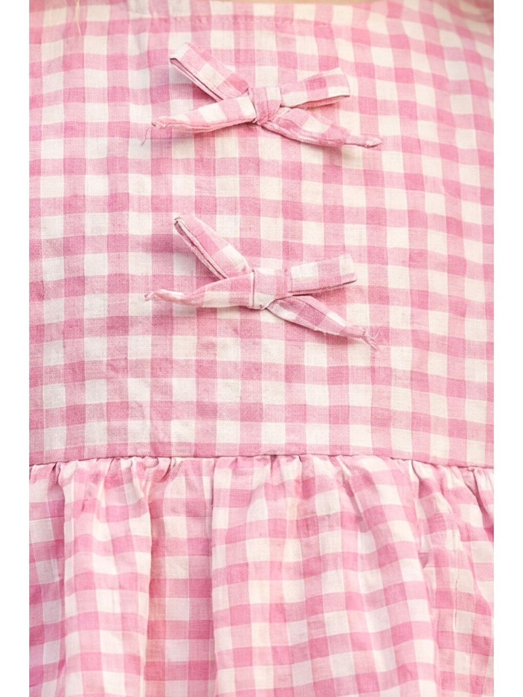 Kız Çocuk Pamuklu Pembe Pötikare Elbise - Fiyonk Detaylı-3