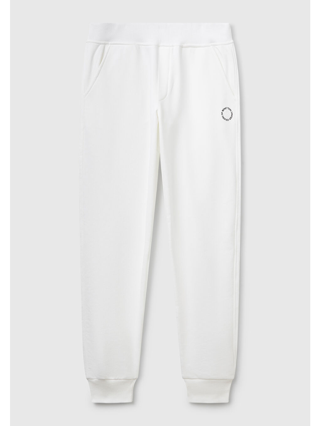 Kadın Beyaz Pamuk Karışımlı Logo Baskılı Beli Lastikli Jogger Eşofman Altı-1