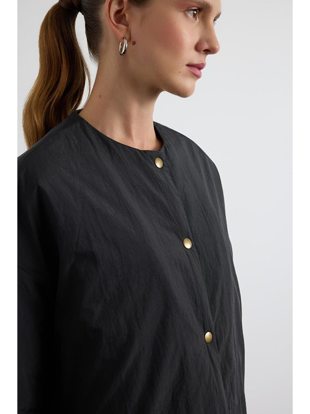 Fermuarlı Şişme Mont Siyah-9