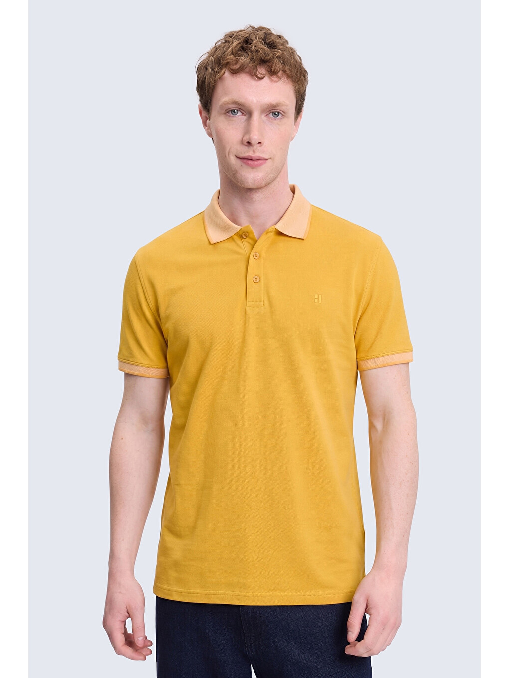Turuncu Sarı Regular Fit Polo Yaka 100 Pamuklu Tişört