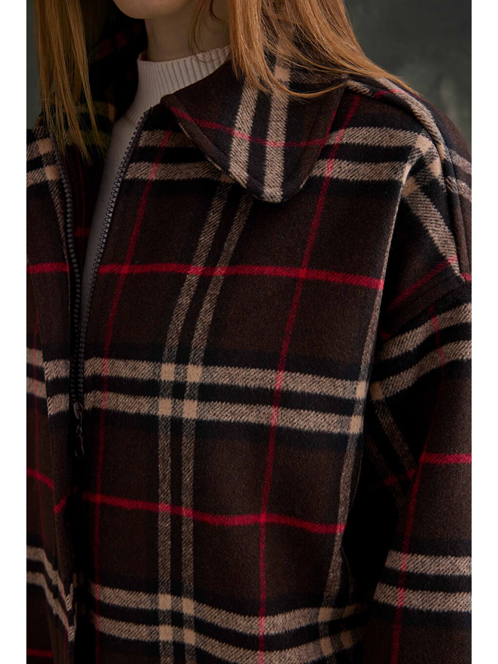 Kahverengi Kaşe Bomber Kaban-1