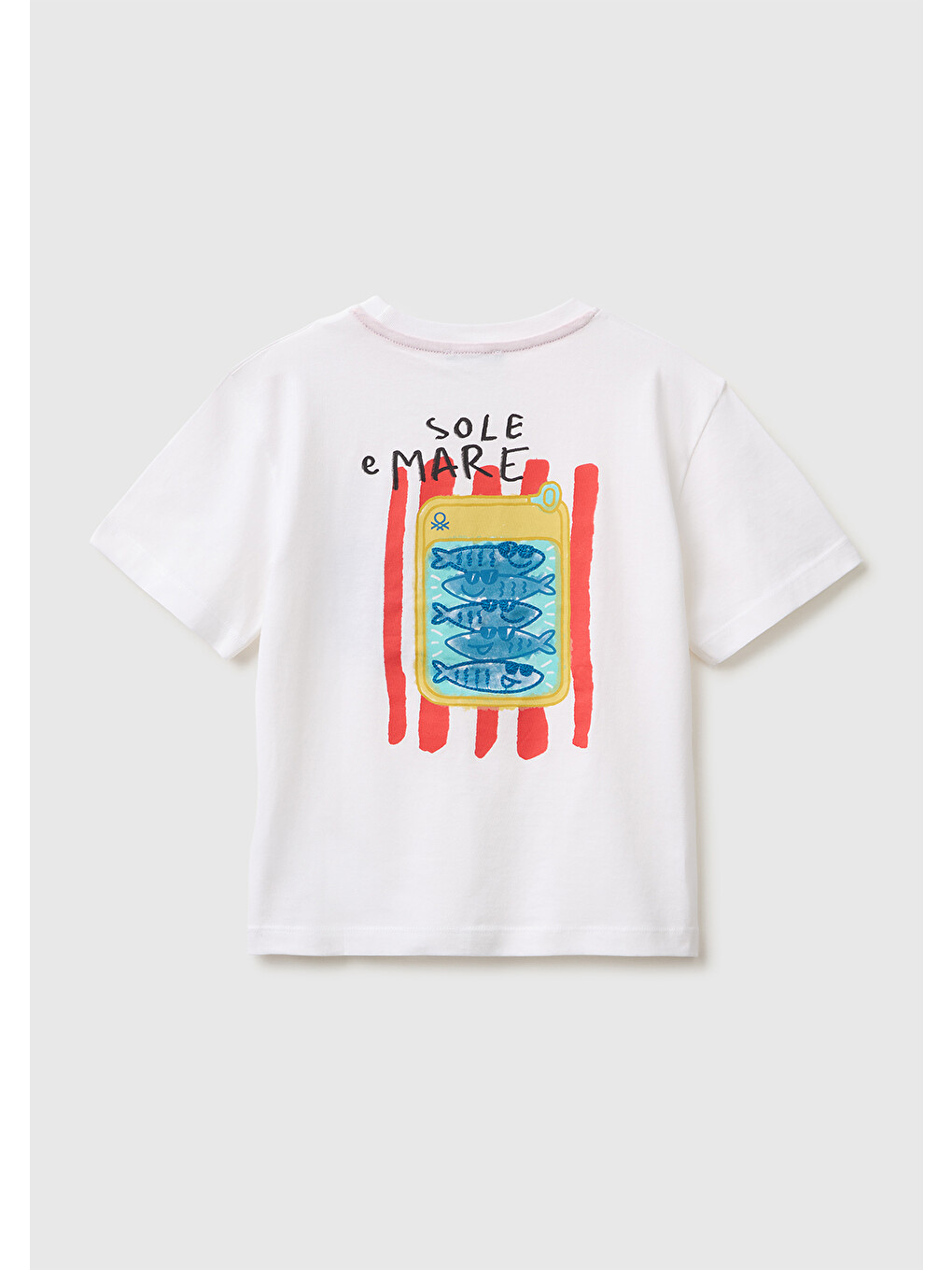 Erkek Bebek Beyaz Ön ve Arka Baskı İşleme Detaylı T-Shirt-1