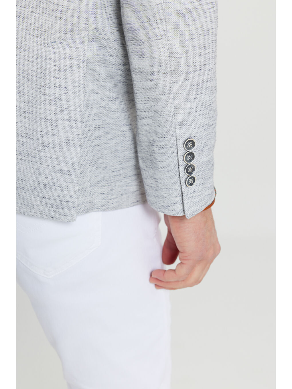 Erkek Gri Slim Fit Dar Kesim Mono Yaka Kapak Cepli Blazer Ceket-4