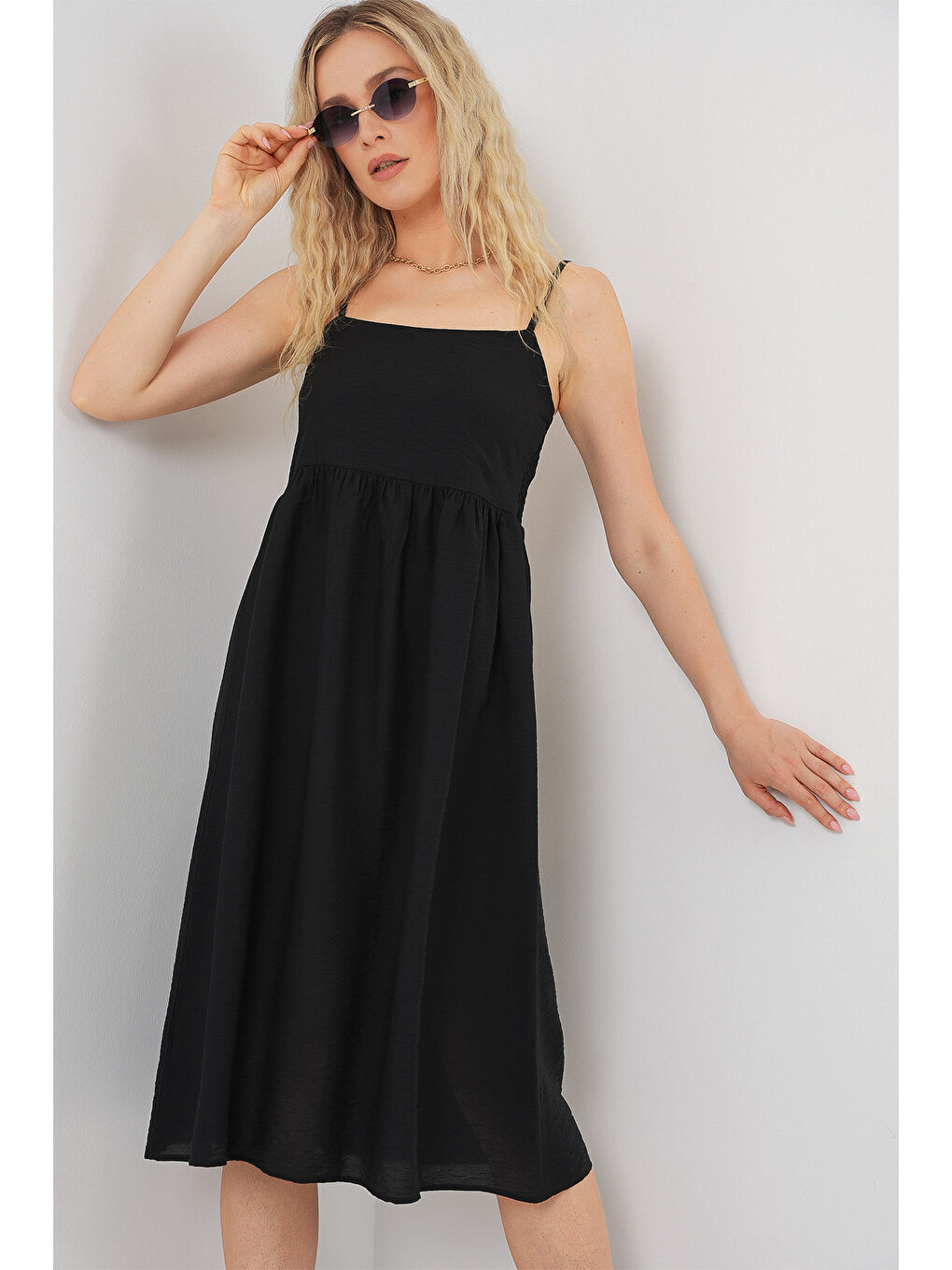 Kadın Askılı Ayrobin Elbise 2565 - Siyah-2