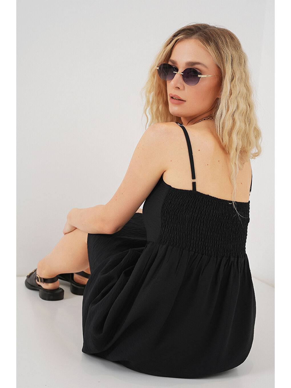 Kadın Askılı Ayrobin Elbise 2565 - Siyah-3