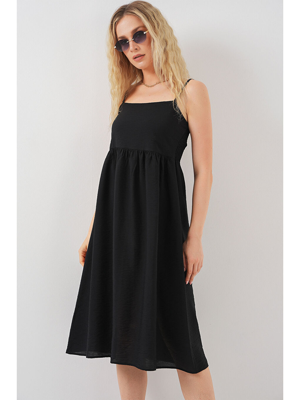 Kadın Askılı Ayrobin Elbise 2565 - Siyah-4