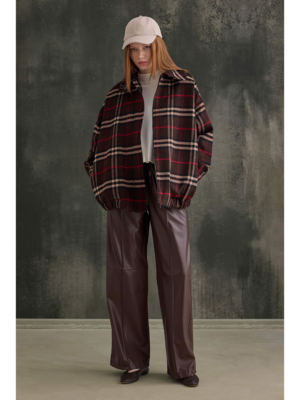 Kahverengi Kaşe Bomber Kaban-3