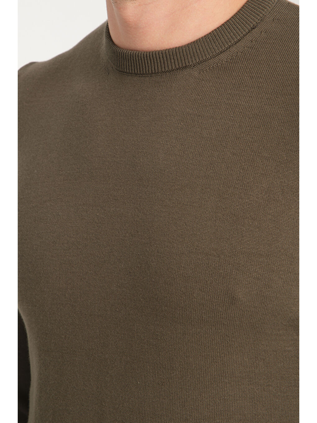 Haki Bisiklet Yaka Erkek %100 Pamuk Kazak 1001-2