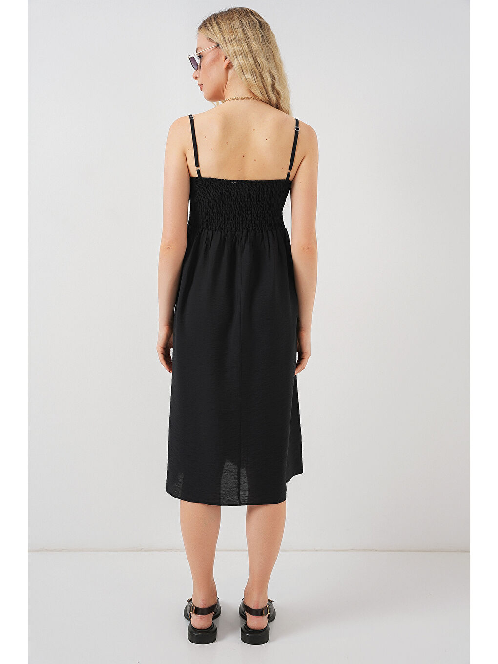 Kadın Askılı Ayrobin Elbise 2565 - Siyah-6